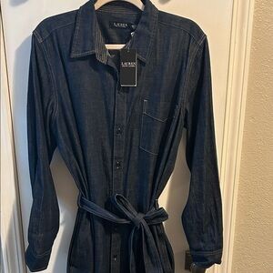 Lauren Ralph Lauren Dark Blue Belted Dress